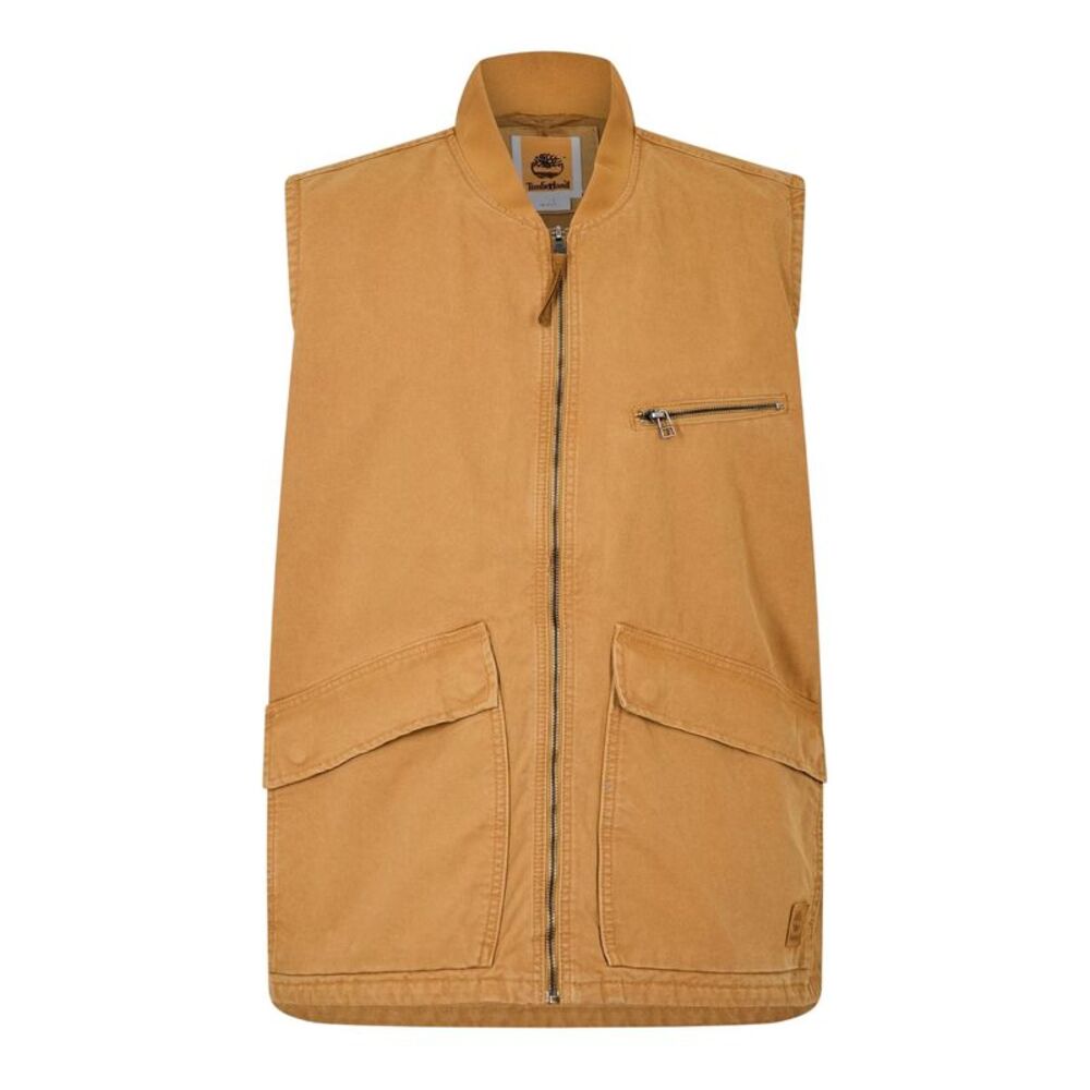 Timberland Mens Washed Ribbed Collar Vest / Wheat